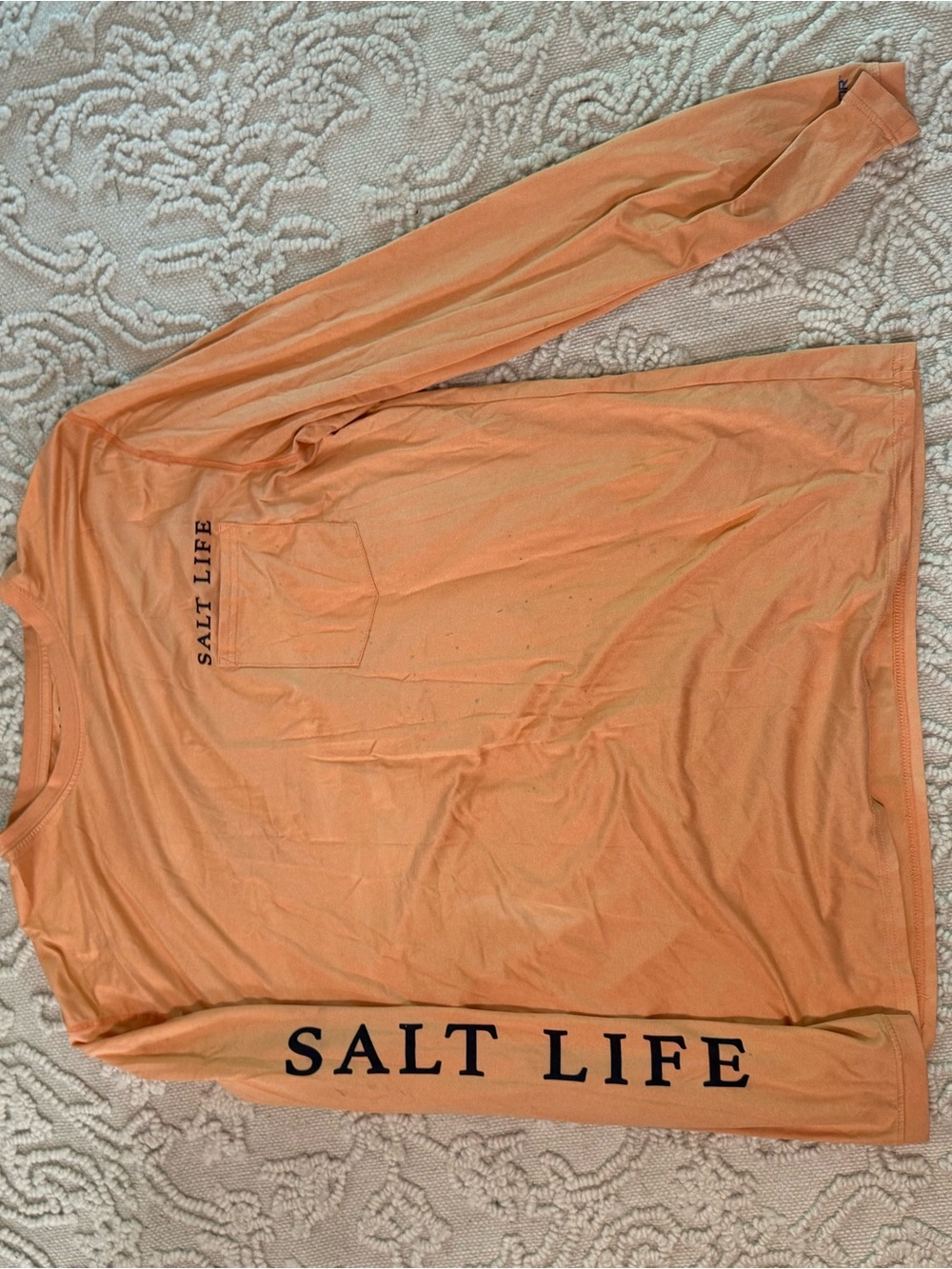 Salt Life Long Sleeve Pocket Tee in Peach